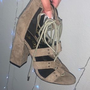 Suede lace up heels